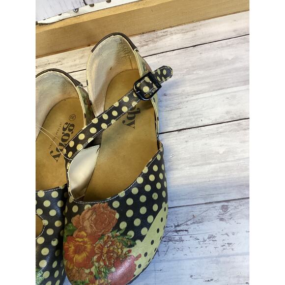 Goby Calceo Vegan Leather Mary Jane Flats Floral Polka Dot US 8–8.5 - Picture 4 of 7
